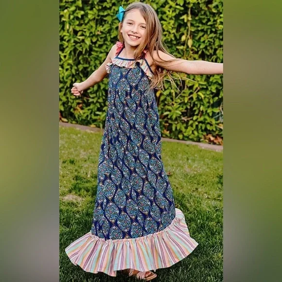 Matilda Jane Dresses | Girls Size 2. Matilda Jane Gotta Jet Maxi Dress. Camp Mjc | Color: Blue/Pink | Size: 2tg | Katybeth1992's Closet